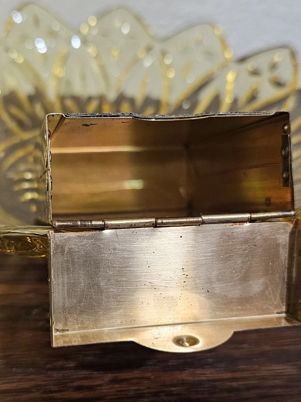1950s Brass Cigarette Case Austrian Petit Needle Point.